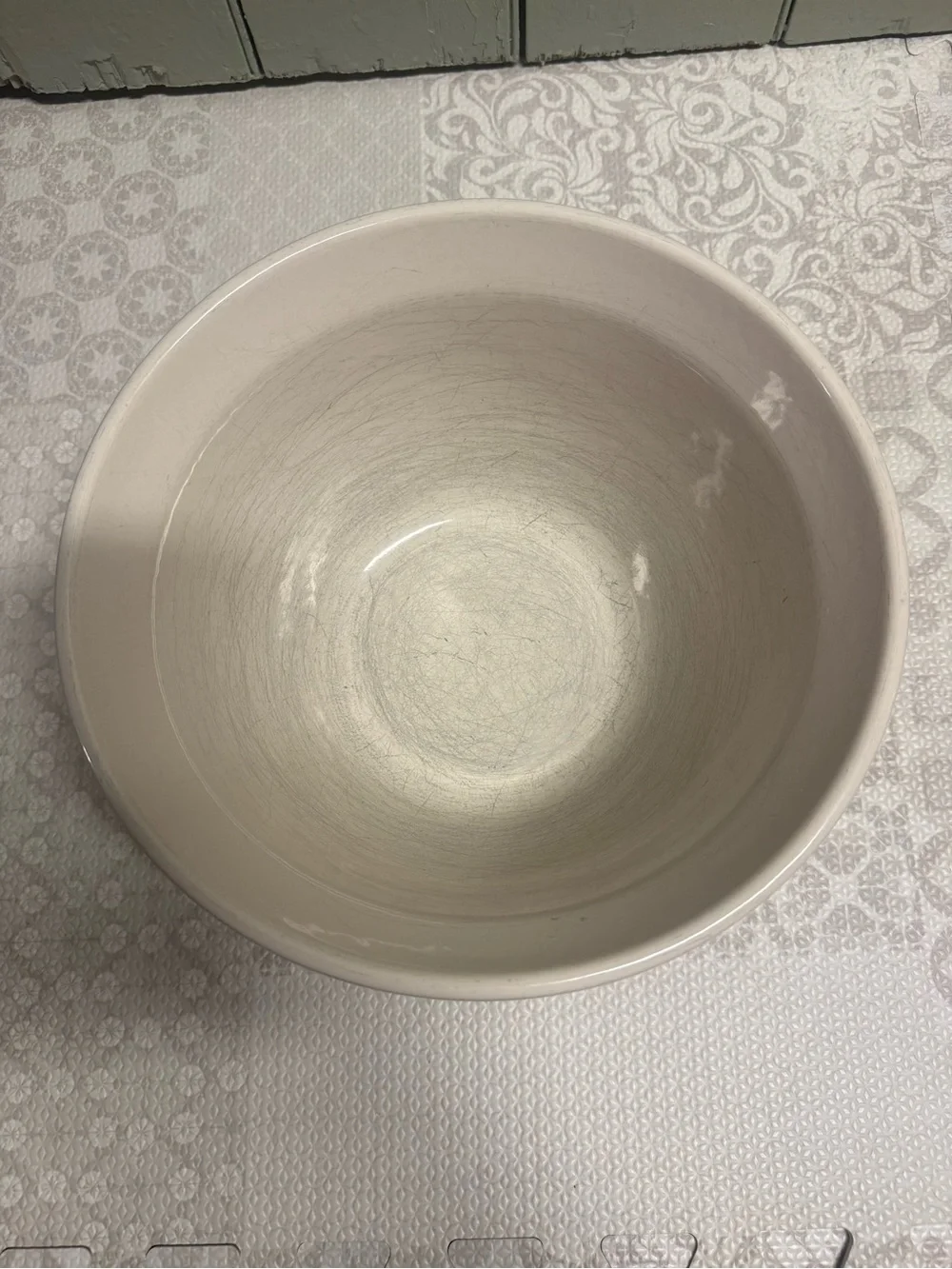 Longaberger Cream & Blue Stoneware Mixing Bowl